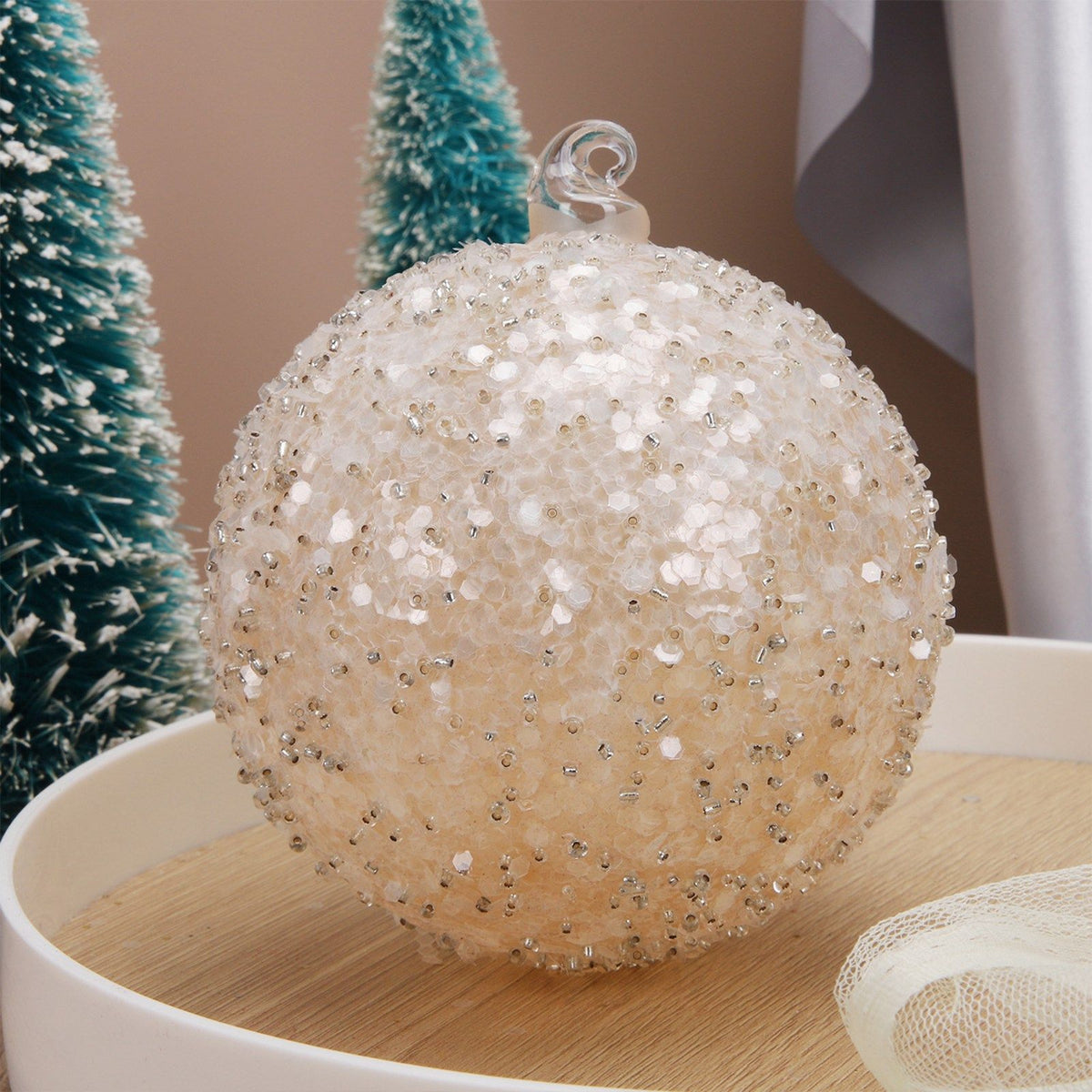 Glitter Glass Christmas Bauble – Yellow