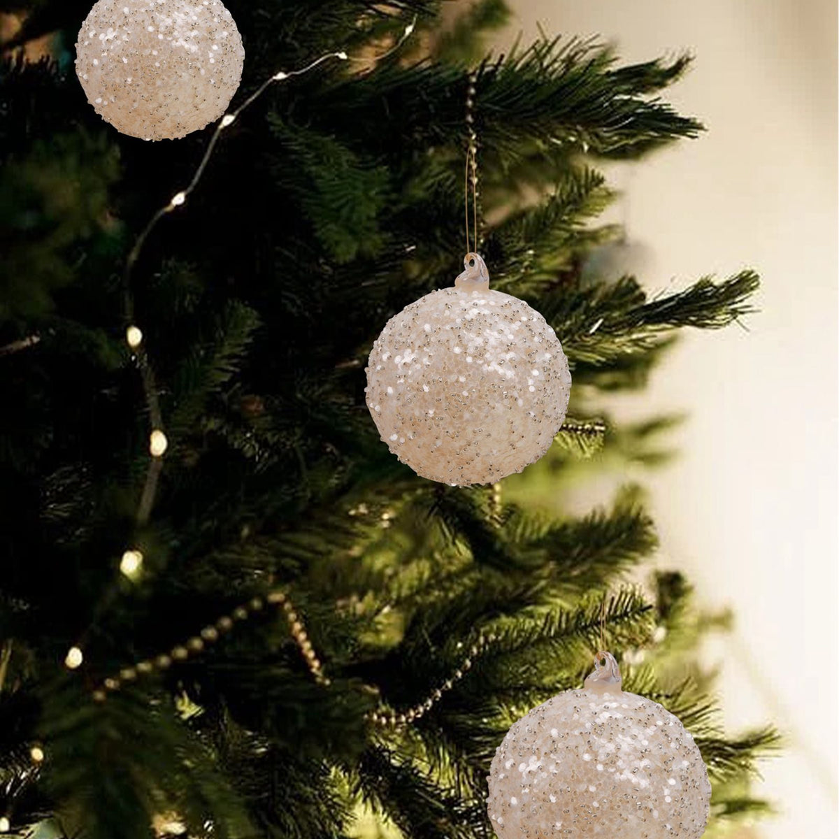 Glitter Glass Christmas Bauble – Yellow