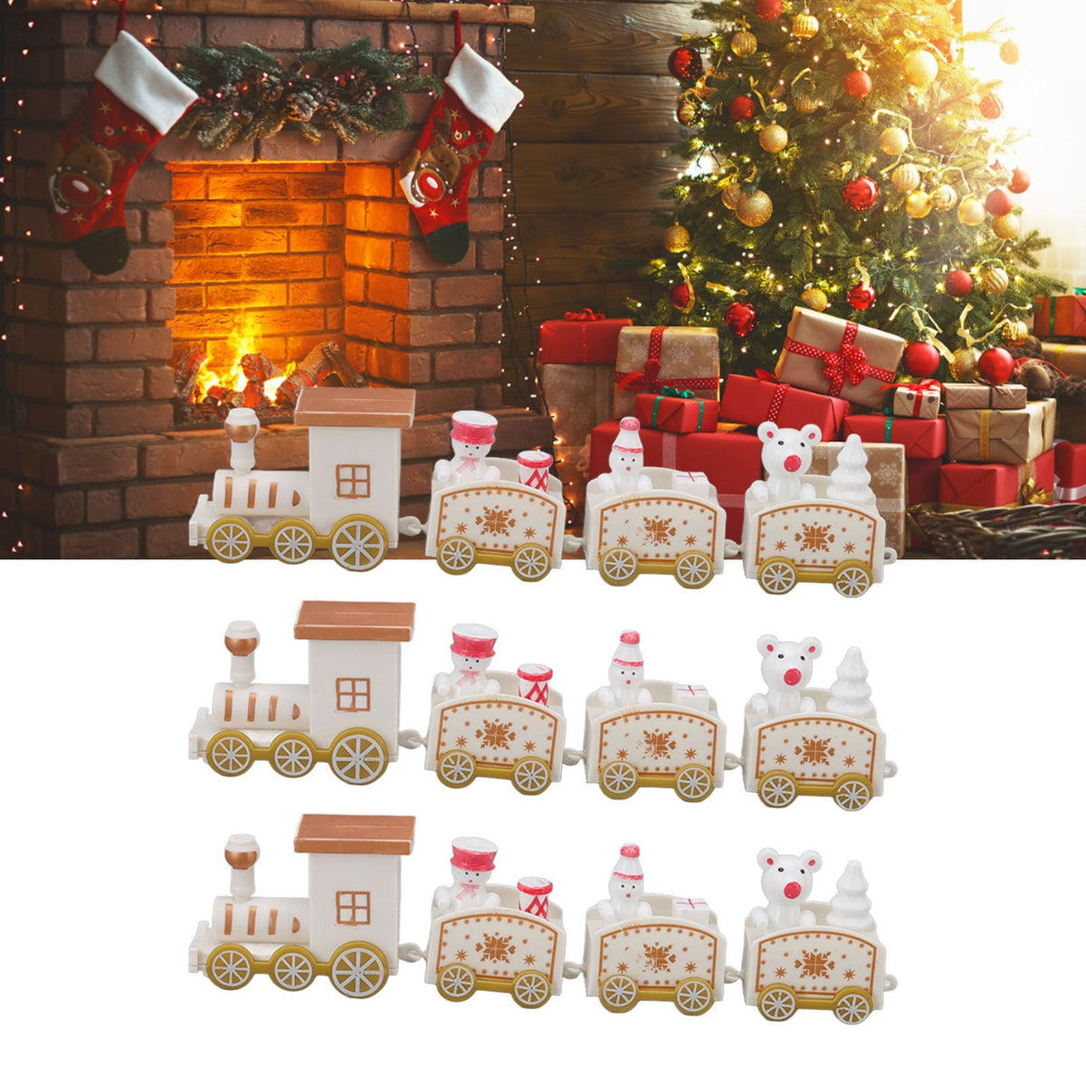 Mini Christmas Train Decoration Set – 3 Piece