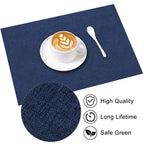 Cloth Placemats Set of 6, Cotton Linen Blend Machine Washable Durable Linen Table Mats, Heat Resistant Placemats Wrinkle Free Place Mats for Dining Table, Easy to Clean (Navy Blue, 6)，Only table mats