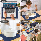 Cloth Placemats Set of 6, Cotton Linen Blend Machine Washable Durable Linen Table Mats, Heat Resistant Placemats Wrinkle Free Place Mats for Dining Table, Easy to Clean (Navy Blue, 6)，Only table mats