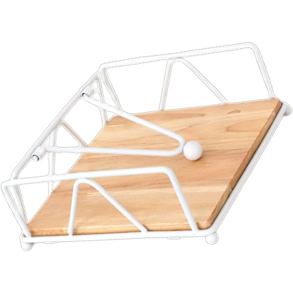 Napkin Holder for Table, Metal and Wood Napkin Holder, Standing Napkin Holders for Paper Napkins, for Kitchen Counter, Dining Table, (white)