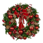 Pre-Decorated Christmas Wreath – 56cm | Red Berries & Pine Cones