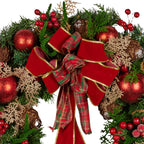 Pre-Decorated Christmas Wreath – 56cm | Red Berries & Pine Cones