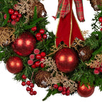 Pre-Decorated Christmas Wreath – 56cm | Red Berries & Pine Cones