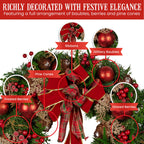Pre-Decorated Christmas Wreath – 56cm | Red Berries & Pine Cones