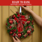 Pre-Decorated Christmas Wreath – 56cm | Red Berries & Pine Cones