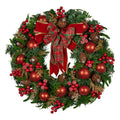 Lush Red Christmas Wreath – 71cm | Baubles, Berries & Bow