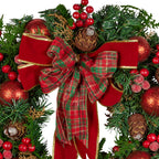 Lush Red Christmas Wreath – 71cm | Baubles, Berries & Bow