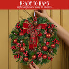 Lush Red Christmas Wreath – 71cm | Baubles, Berries & Bow