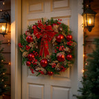Lush Red Christmas Wreath – 71cm | Baubles, Berries & Bow