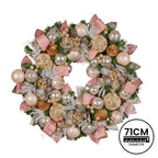 Pink & Champagne Christmas Wreath – 71cm | Jewelled Baubles & Florals