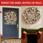 Pink & Champagne Christmas Wreath – 71cm | Jewelled Baubles & Florals