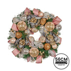 Pink & Champagne Christmas Wreath – 56cm | Jewelled Baubles & Florals