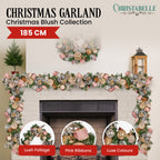 Pink, Champagne & Silver Christmas Garland – 1.85m | Jewelled Baubles & Berries