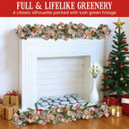 Pink, Champagne & Silver Christmas Garland – 1.85m | Jewelled Baubles & Berries