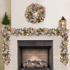 Pink, Champagne & Silver Christmas Garland – 1.85m | Jewelled Baubles & Berries