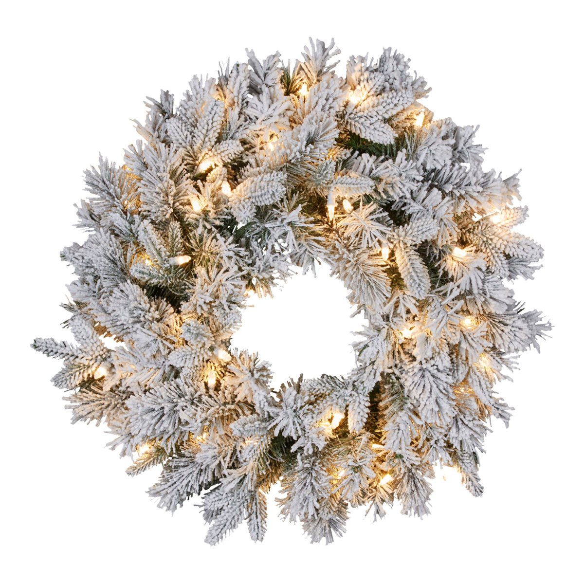 Snowy Atica Christmas Wreath – 61cm | 50 Warm LEDs