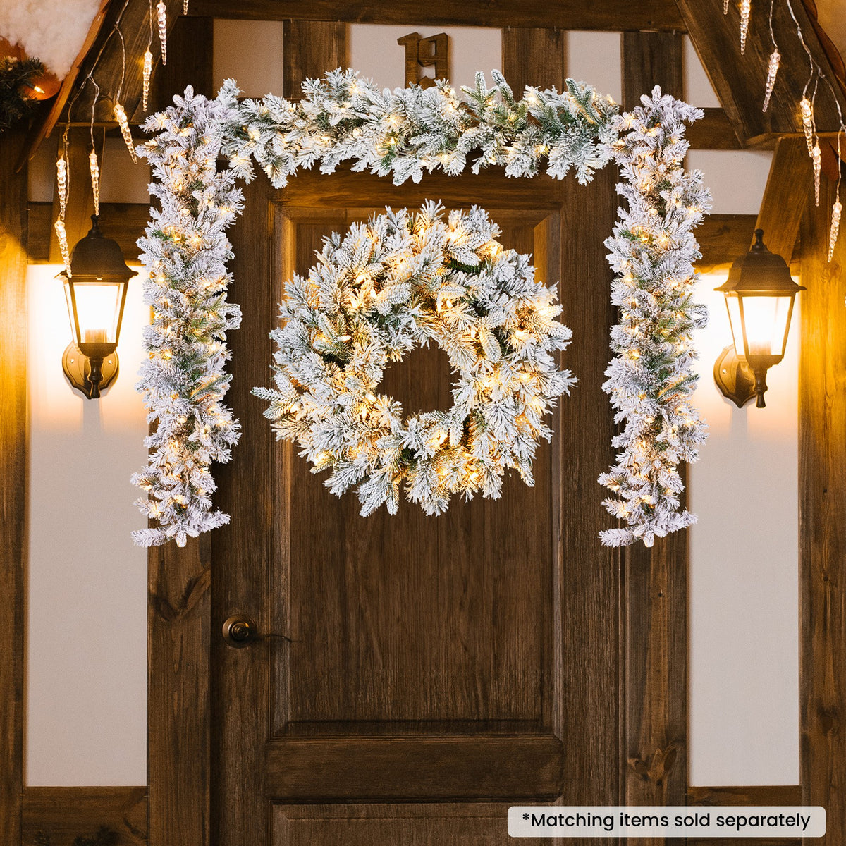 Snowy Atica Christmas Wreath – 61cm | 50 Warm LEDs