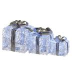 Set of 3 Illuminated Christmas Gift Boxes – Silver Bows