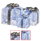 Set of 3 Illuminated Christmas Gift Boxes – Silver Bows