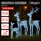 3-Piece Illuminated Reindeer Display – 260 Cool White LEDs