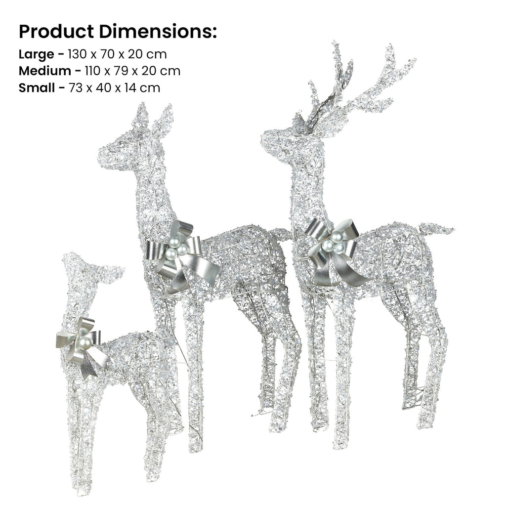 3-Piece Illuminated Reindeer Display – 260 Cool White LEDs