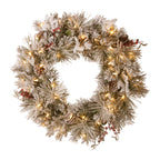 Snowy Bedford Christmas Wreath – 61cm | 50 Warm LEDs