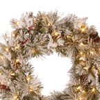 Snowy Bedford Christmas Wreath – 61cm | 50 Warm LEDs