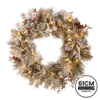 Snowy Bedford Christmas Wreath – 61cm | 50 Warm LEDs