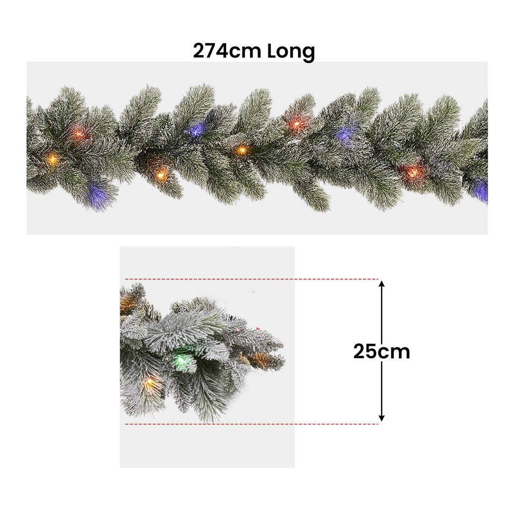 Snowy Stamford Spruce Christmas Garland – 2.74m | 50 LEDs