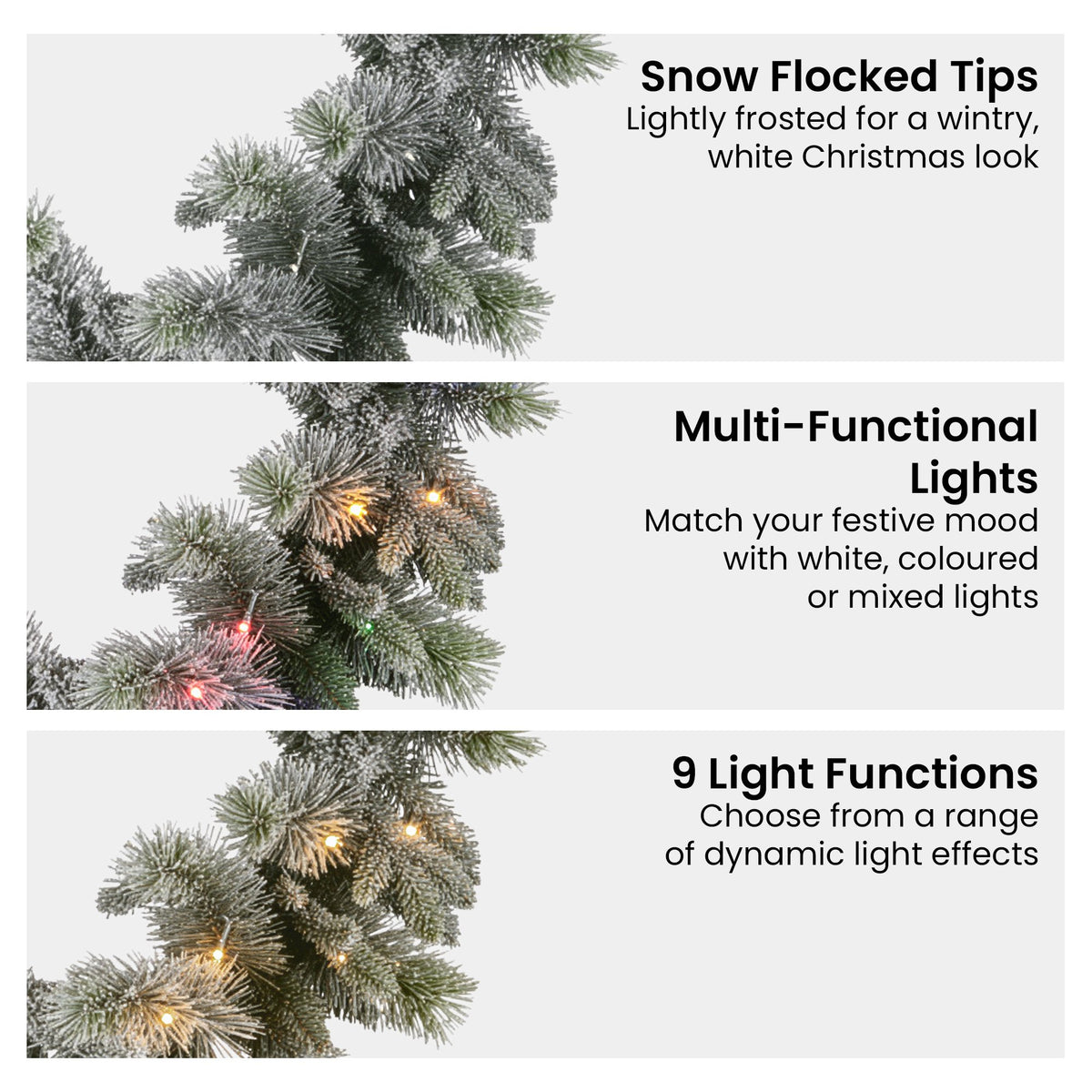 Snowy Stamford Spruce Christmas Garland – 2.74m | 50 LEDs