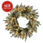 Snowy Stamford Spruce Christmas Wreath – 61cm | LED Lights