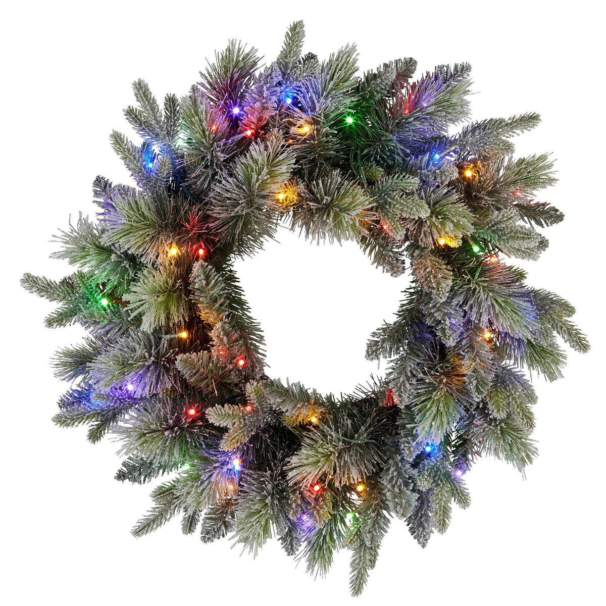 Snowy Stamford Spruce Christmas Wreath – 61cm | LED Lights