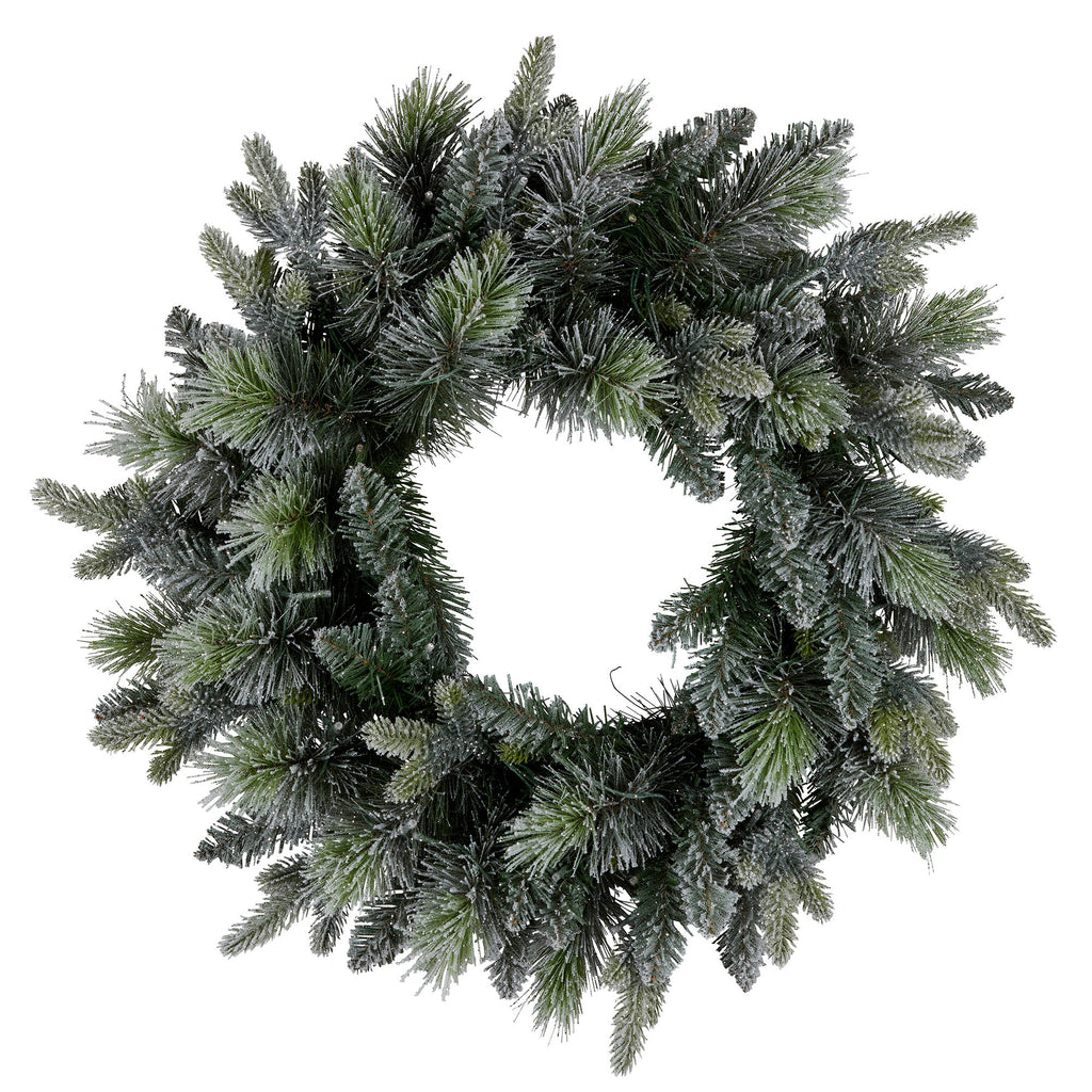 Snowy Stamford Spruce Christmas Wreath – 61cm | LED Lights