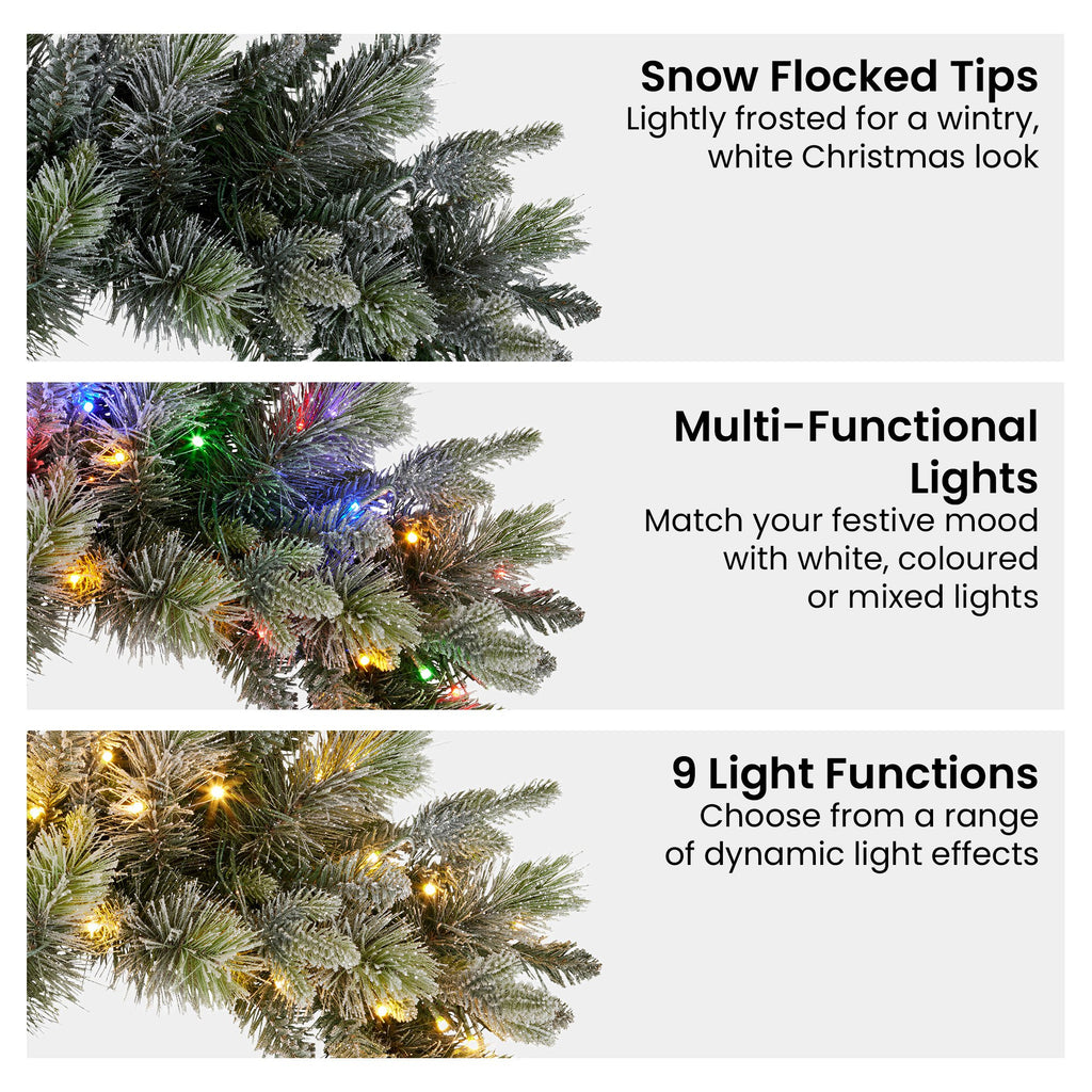 Snowy Stamford Spruce Christmas Wreath – 61cm | LED Lights