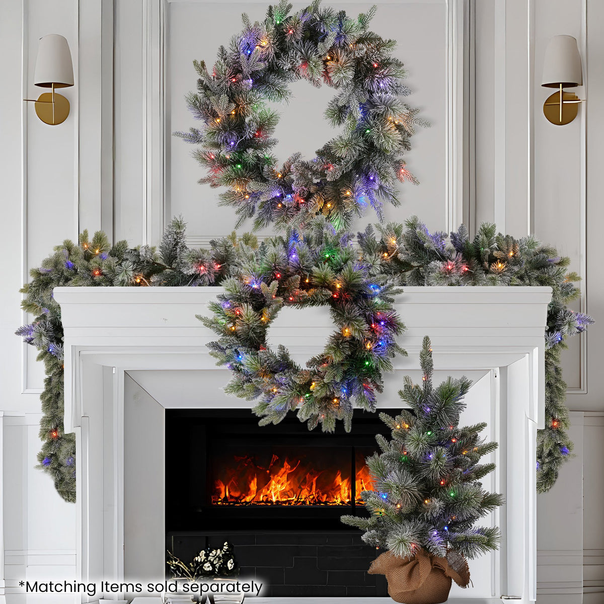 Snowy Stamford Spruce Christmas Wreath – 61cm | LED Lights