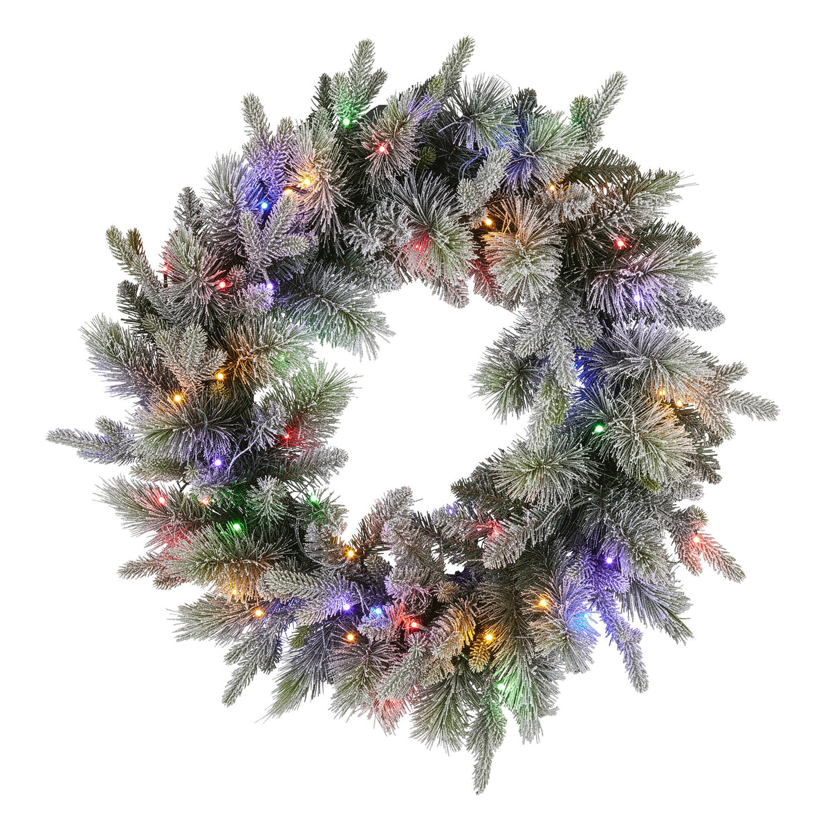 Christabelle 76cm Christmas Wreath Snowy Stamford Spruce with LED Lights Front Door Decoration Ornament
