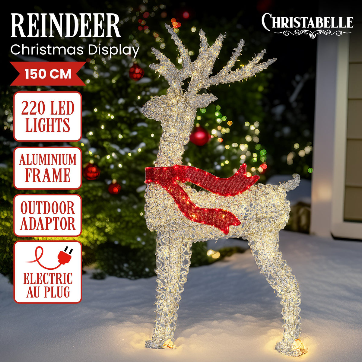 Christabelle 1.5m Light-Up Christmas Reindeer – 220 Warm White LEDs
