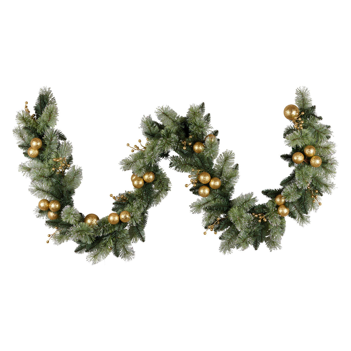 Gold & Green Pre-Lit Christmas Garland – 2.74m | 70 Warm LEDs