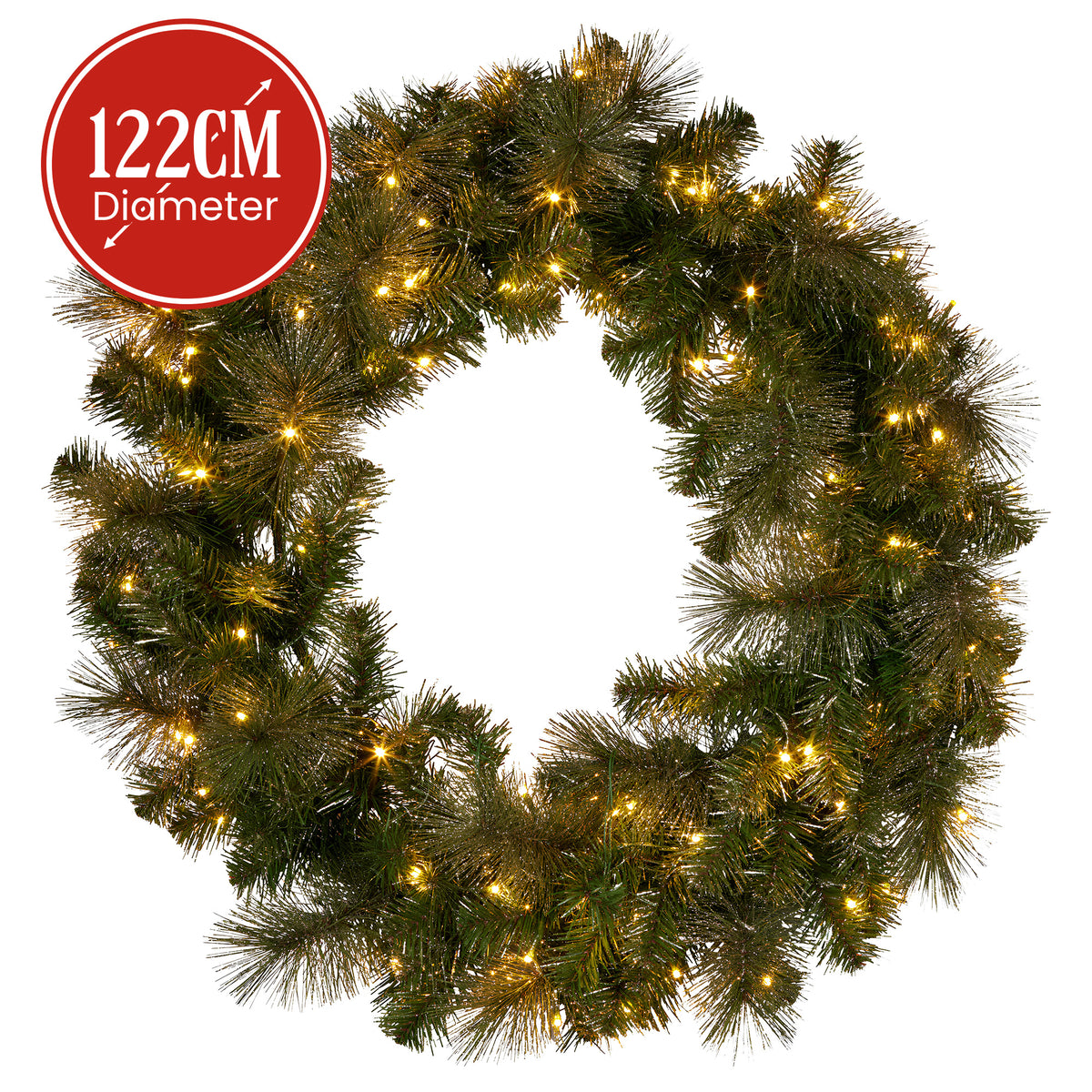 Christabelle 1.22m Split Double-Door Christmas Wreath – 140 LED Lights