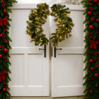 Christabelle 1.22m Split Double-Door Christmas Wreath – 140 LED Lights