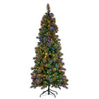 Christabelle 7.5ft Slim Glittery Gold Pre-Lit Christmas Tree – 400 LEDs
