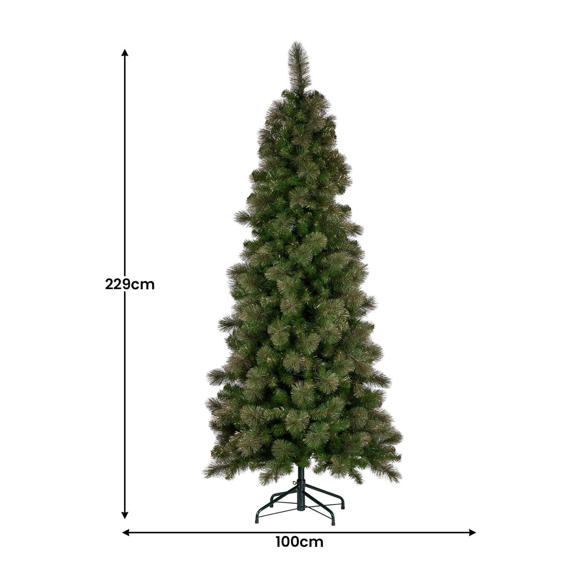 Christabelle 7.5ft Slim Glittery Gold Pre-Lit Christmas Tree – 400 LEDs
