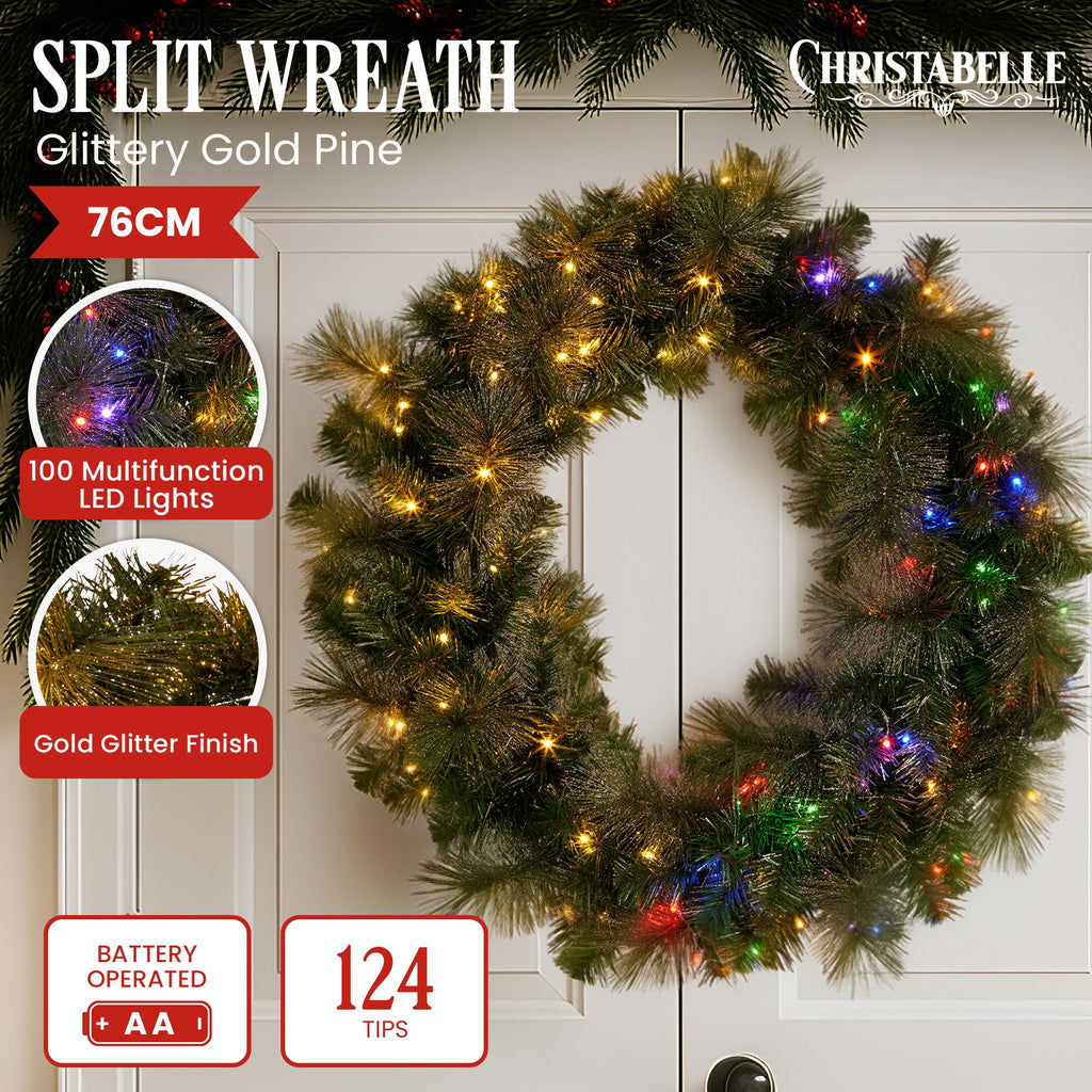 Split Christmas Wreath for Double Doors – 76cm | 100 LEDs