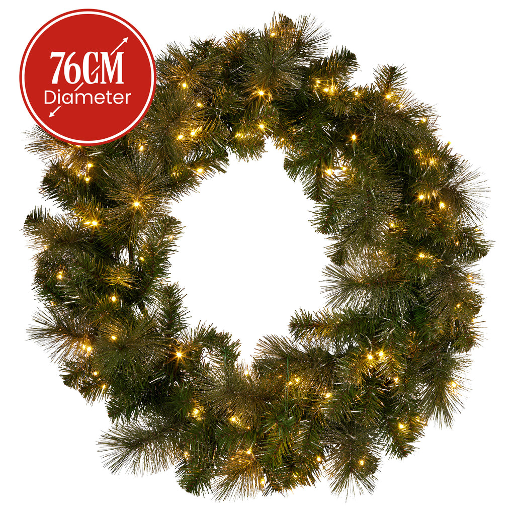 Split Christmas Wreath for Double Doors – 76cm | 100 LEDs