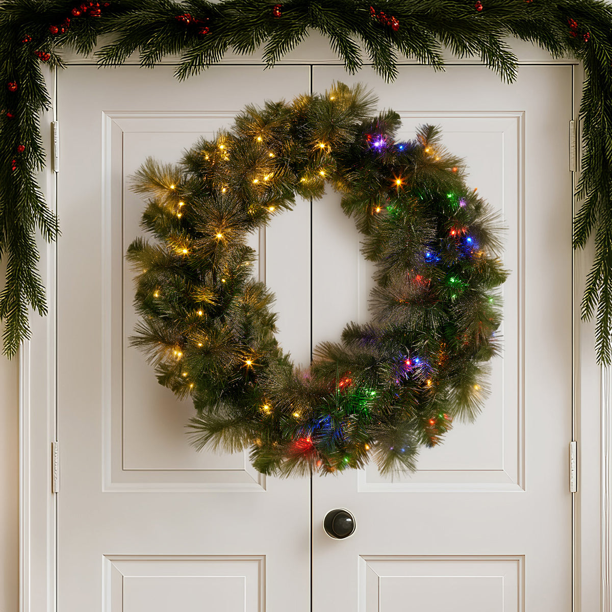 Split Christmas Wreath for Double Doors – 76cm | 100 LEDs