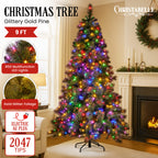 BIG AF 9ft Glittery Gold Pre-Lit Christmas Tree – 850 LEDs