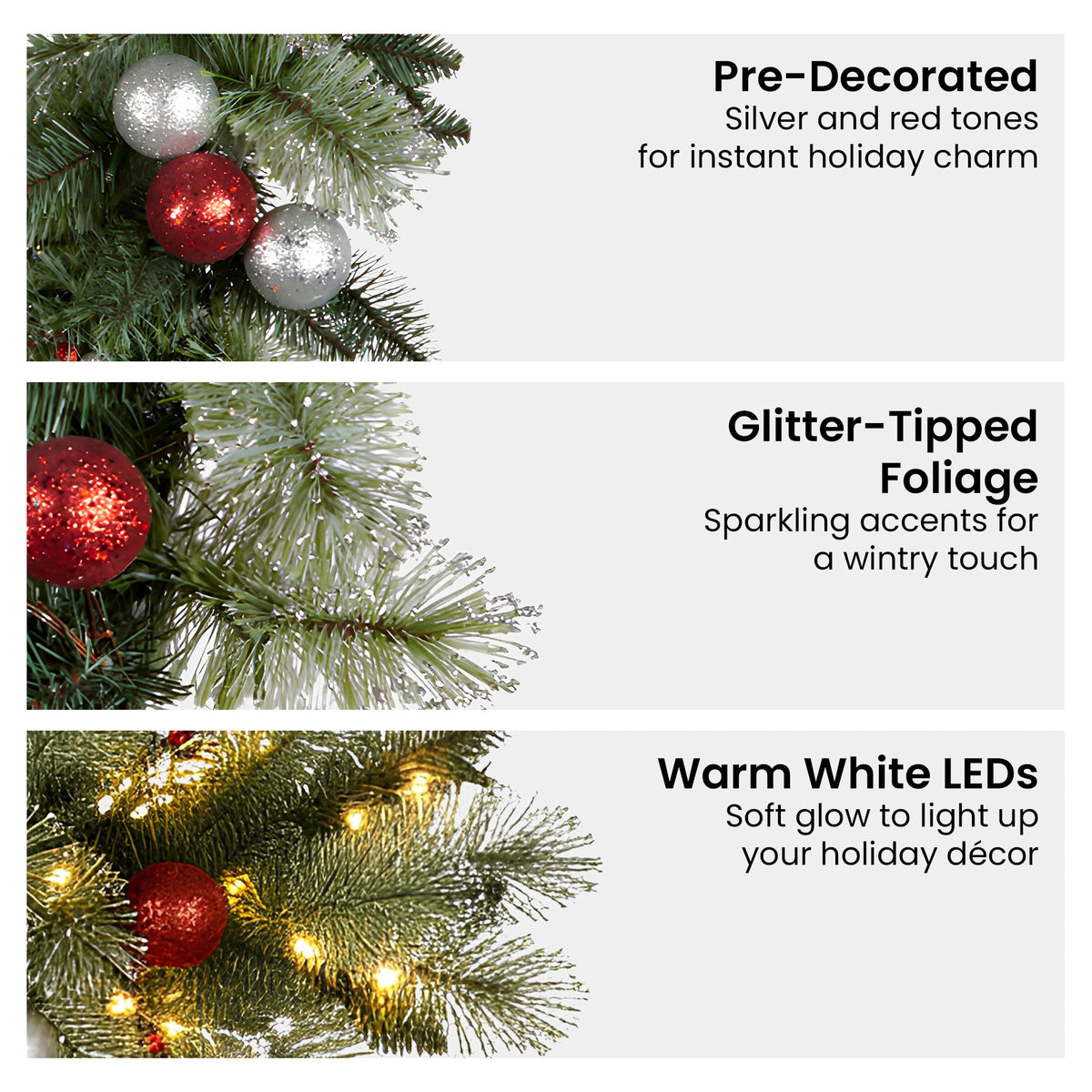 Christabelle 2.7m Christmas Garland with LED Lights and Baubles Mantle Decoration Ornament