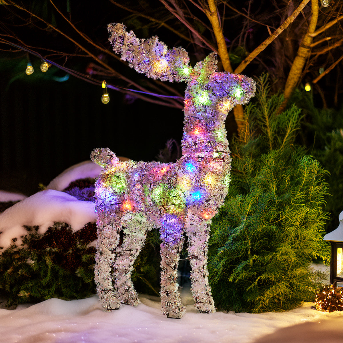 Christabelle 112cm Animated Reindeer – 80 Multi-Colour LEDs